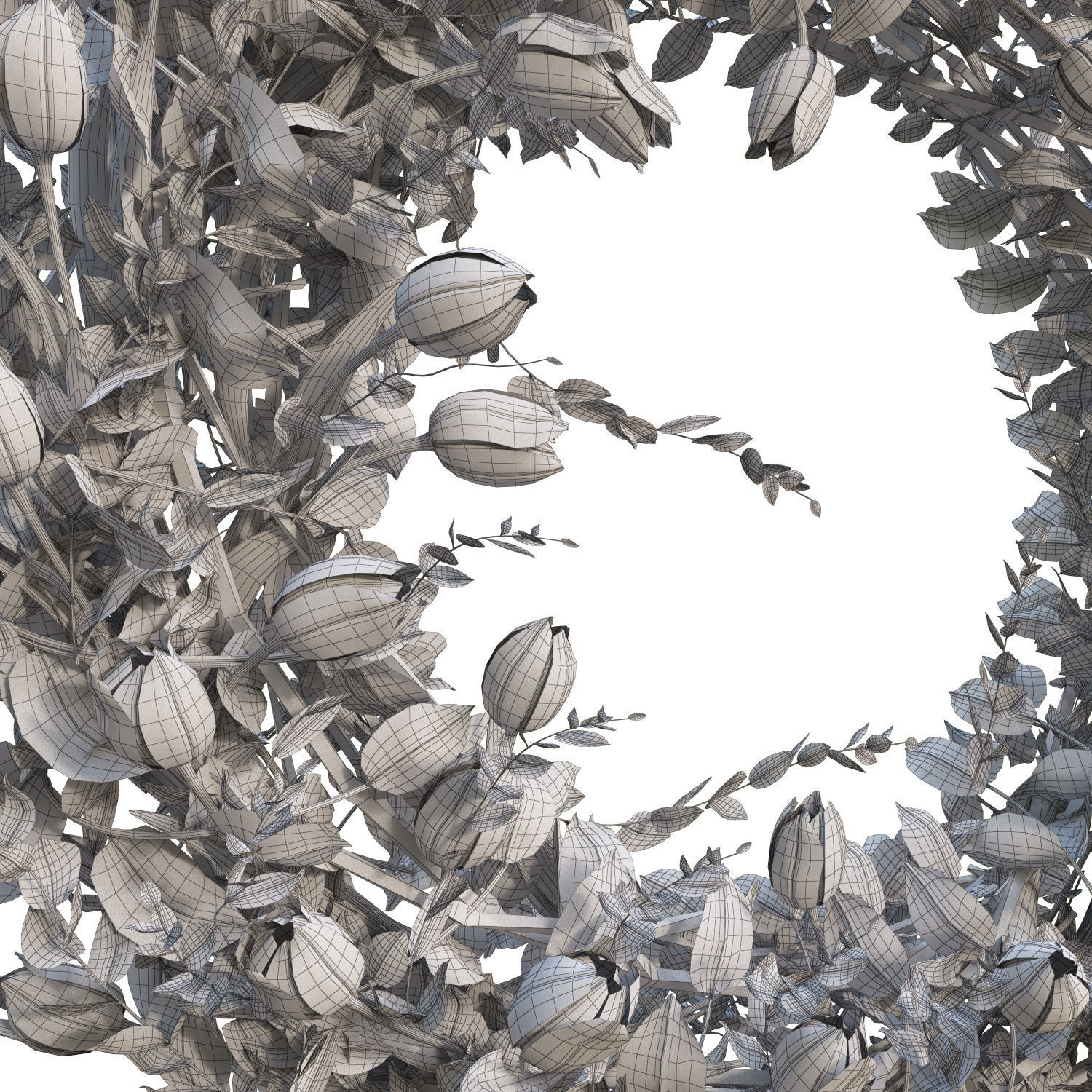 Vase with tulips and a wreath of tulips 04 3D model_11