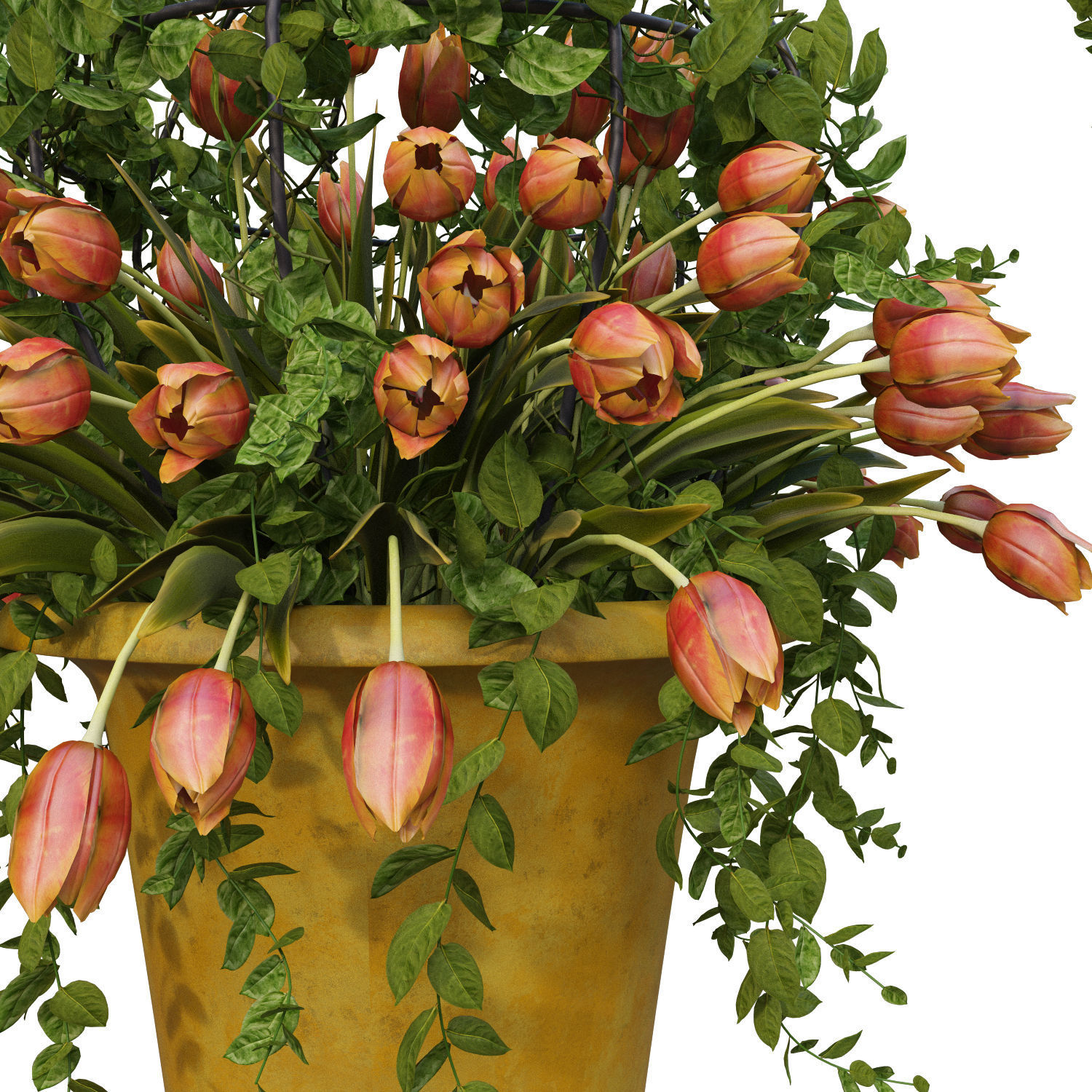 Vase with tulips and a wreath of tulips 04 3D model_5