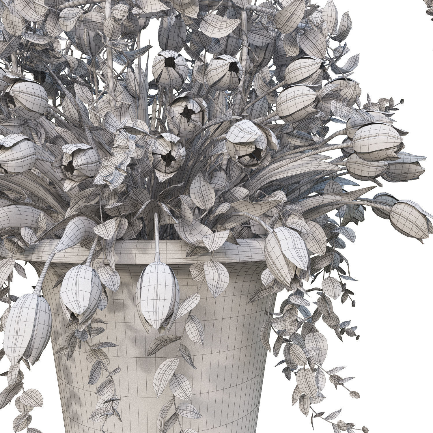 Vase with tulips and a wreath of tulips 04 3D model_7