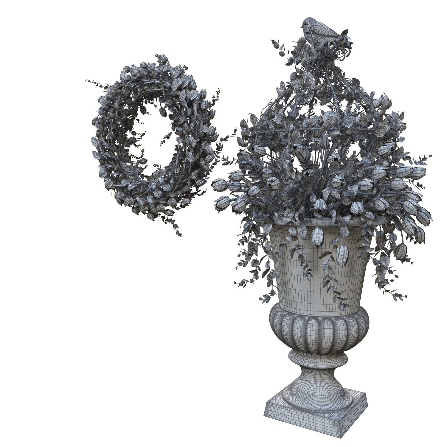 Vase with tulips and a wreath of tulips 04 3D model_10