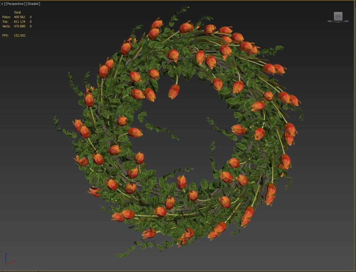 Vase with tulips and a wreath of tulips 04 3D model_16