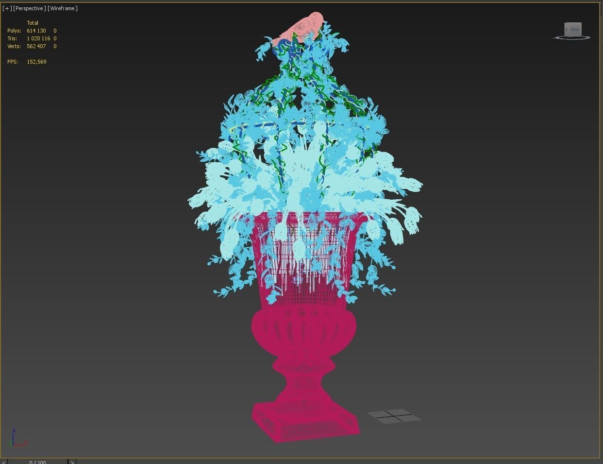 Vase with tulips and a wreath of tulips 04 3D model_17