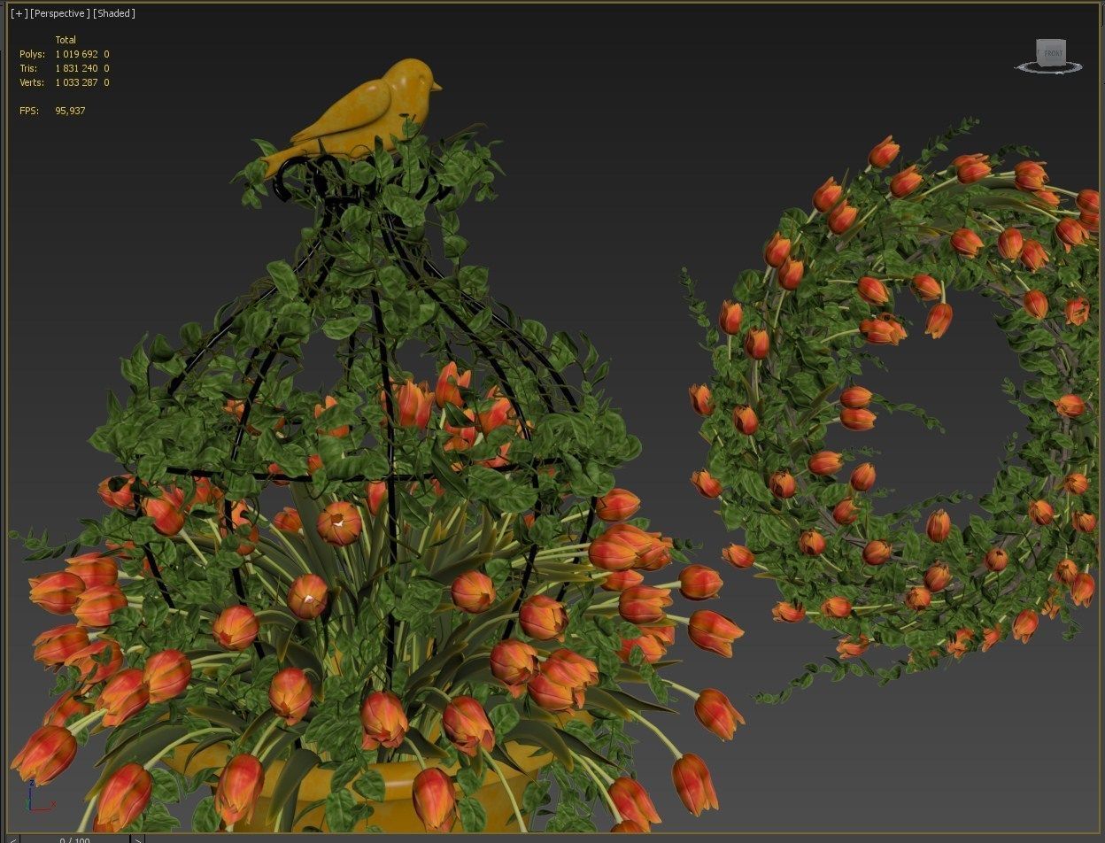 Vase with tulips and a wreath of tulips 04 3D model_14