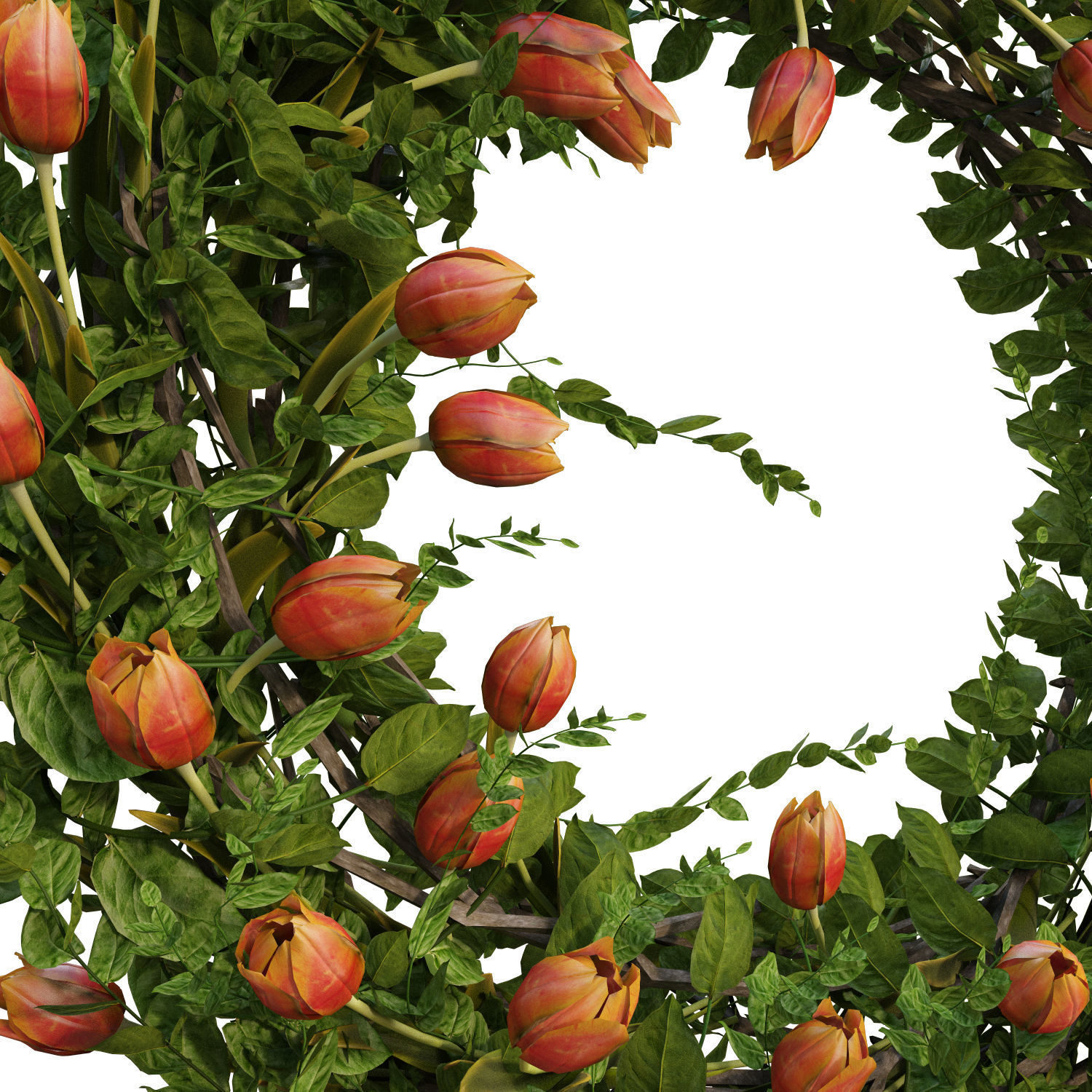 Vase with tulips and a wreath of tulips 04 3D model_6