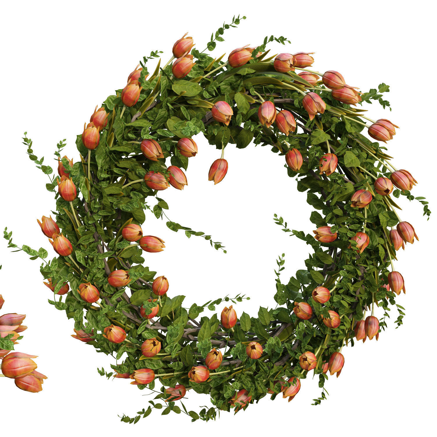 Vase with tulips and a wreath of tulips 04 3D model_2