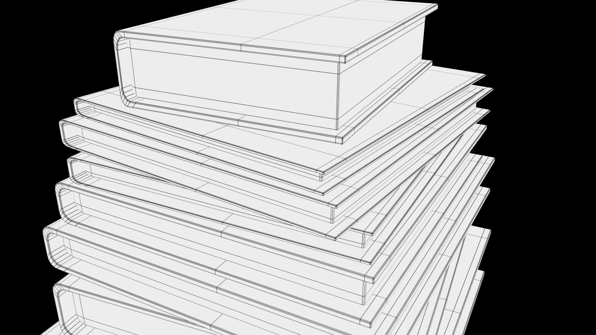 books stack of Low-poly 3D model_7