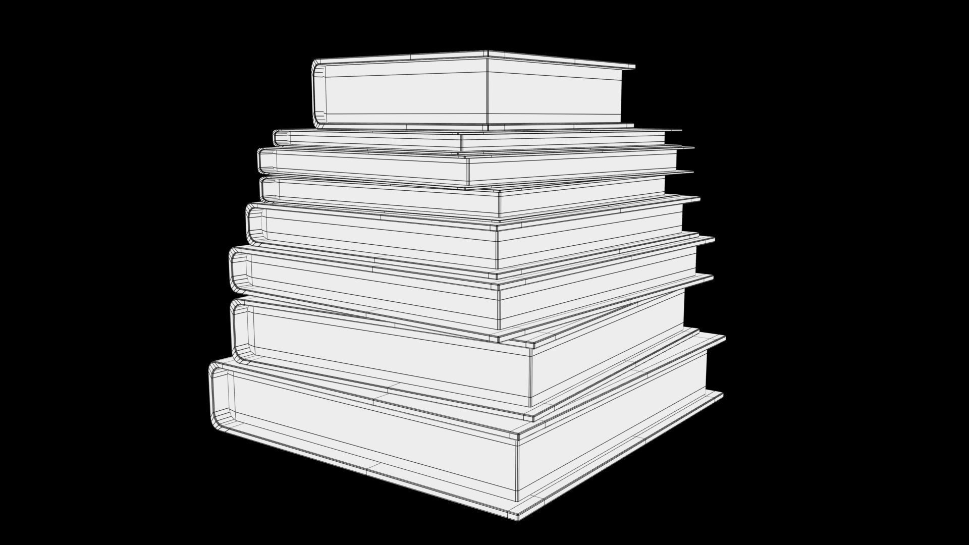 books stack of Low-poly 3D model_8