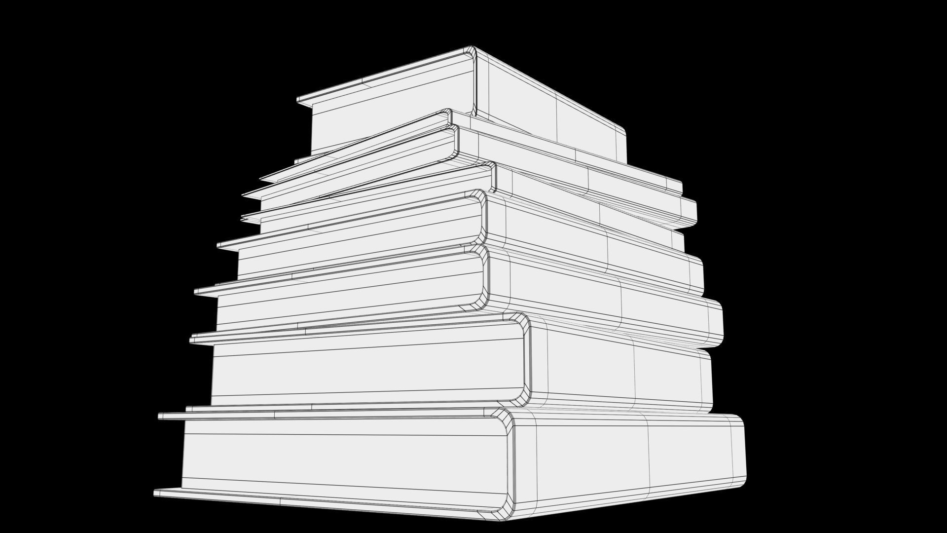 books stack of Low-poly 3D model_9
