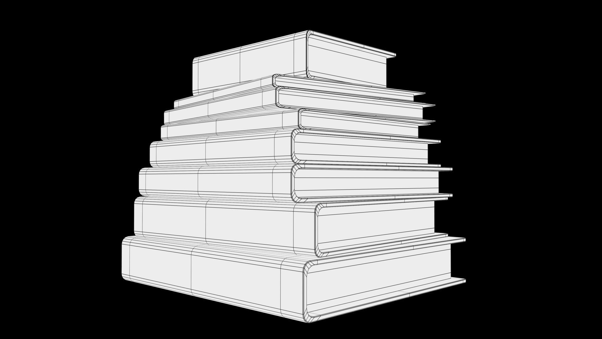books stack of Low-poly 3D model_6