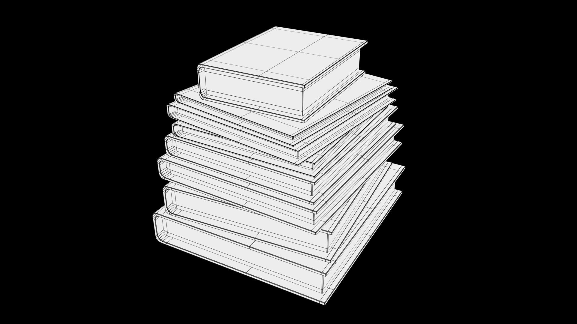 books stack of Low-poly 3D model_5