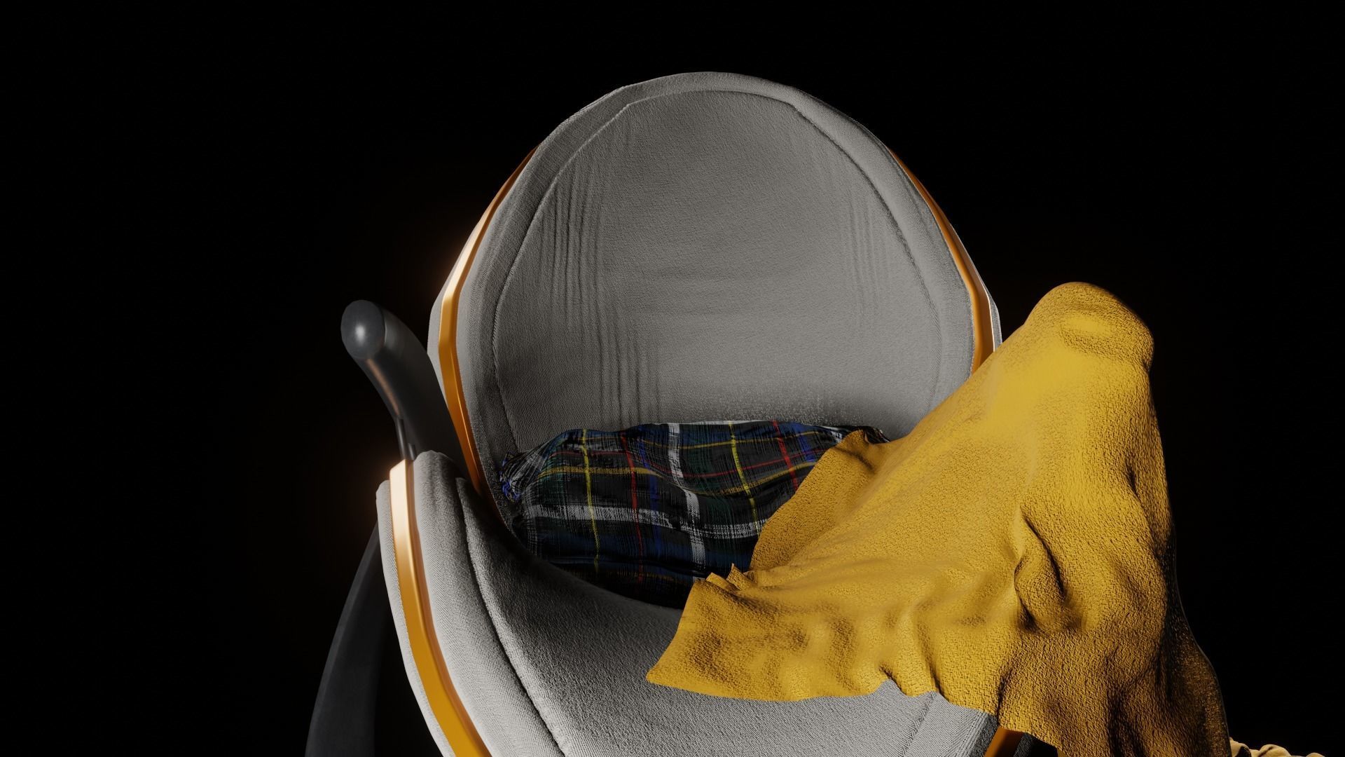 Chair 3 with blanket 3D model_3