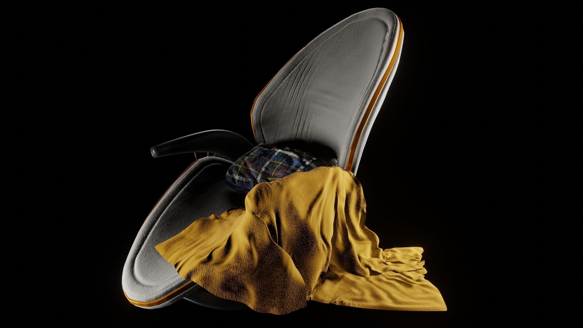 Chair 3 with blanket 3D model_2