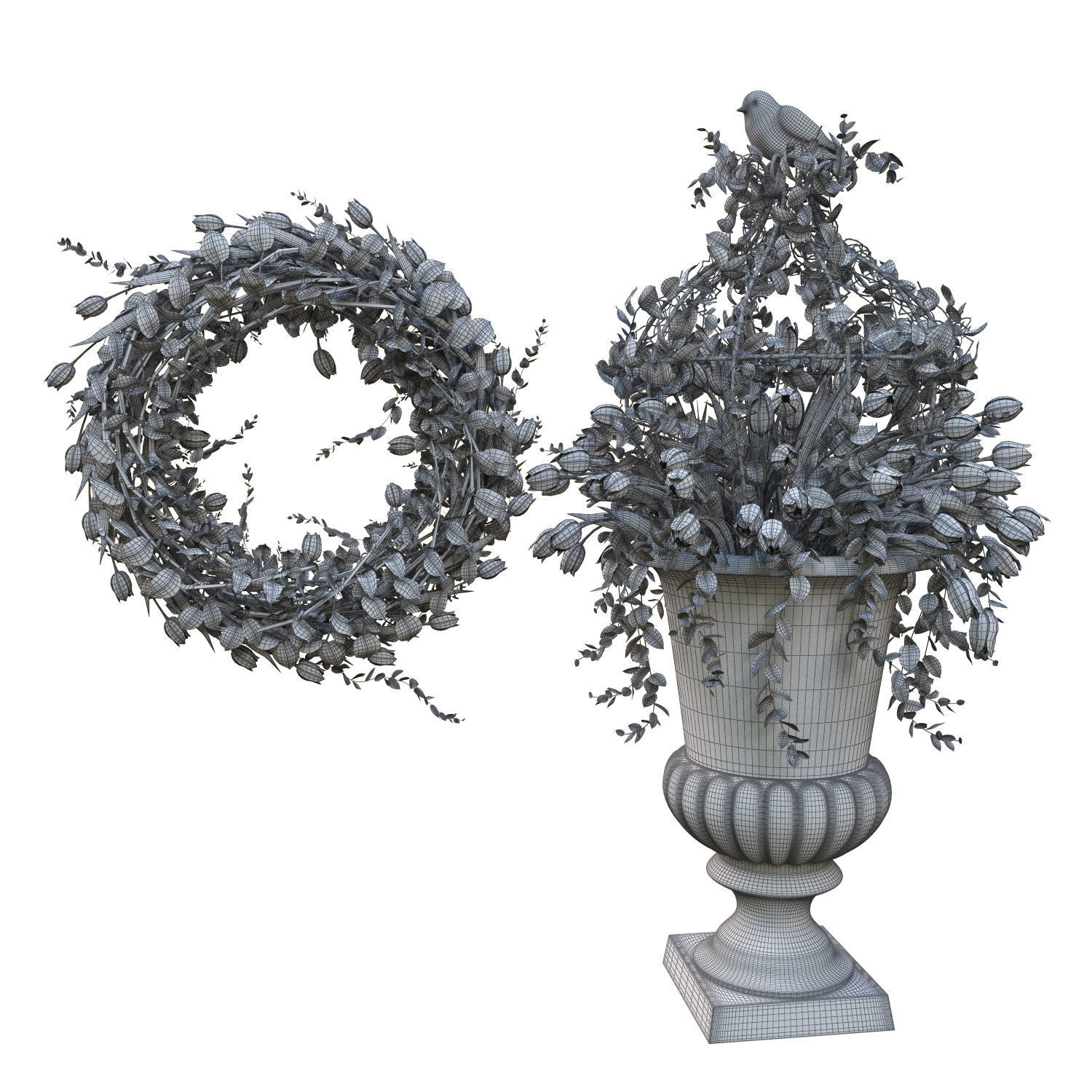 Vase with tulips and a wreath of tulips 05 3D model_7