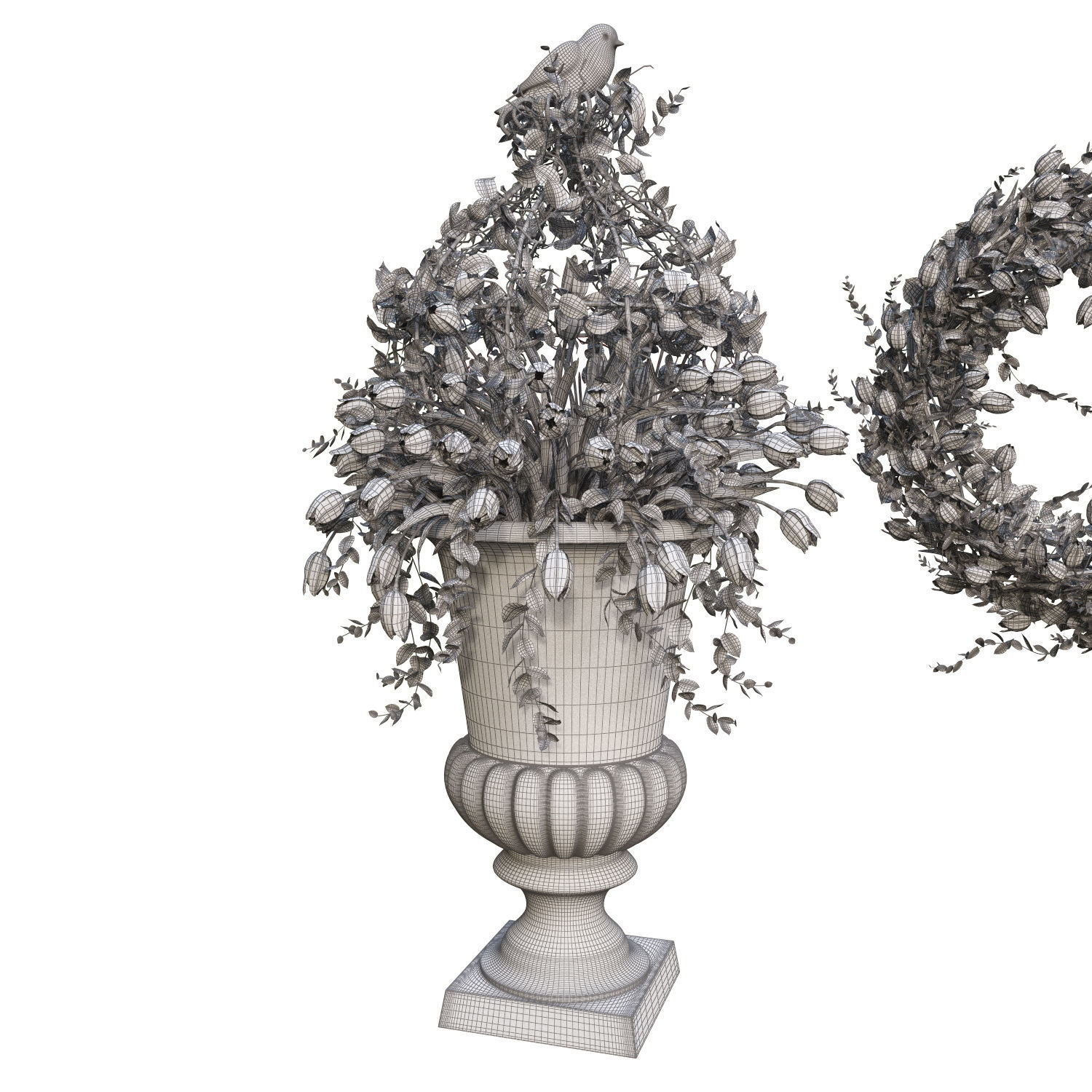 Vase with tulips and a wreath of tulips 05 3D model_8