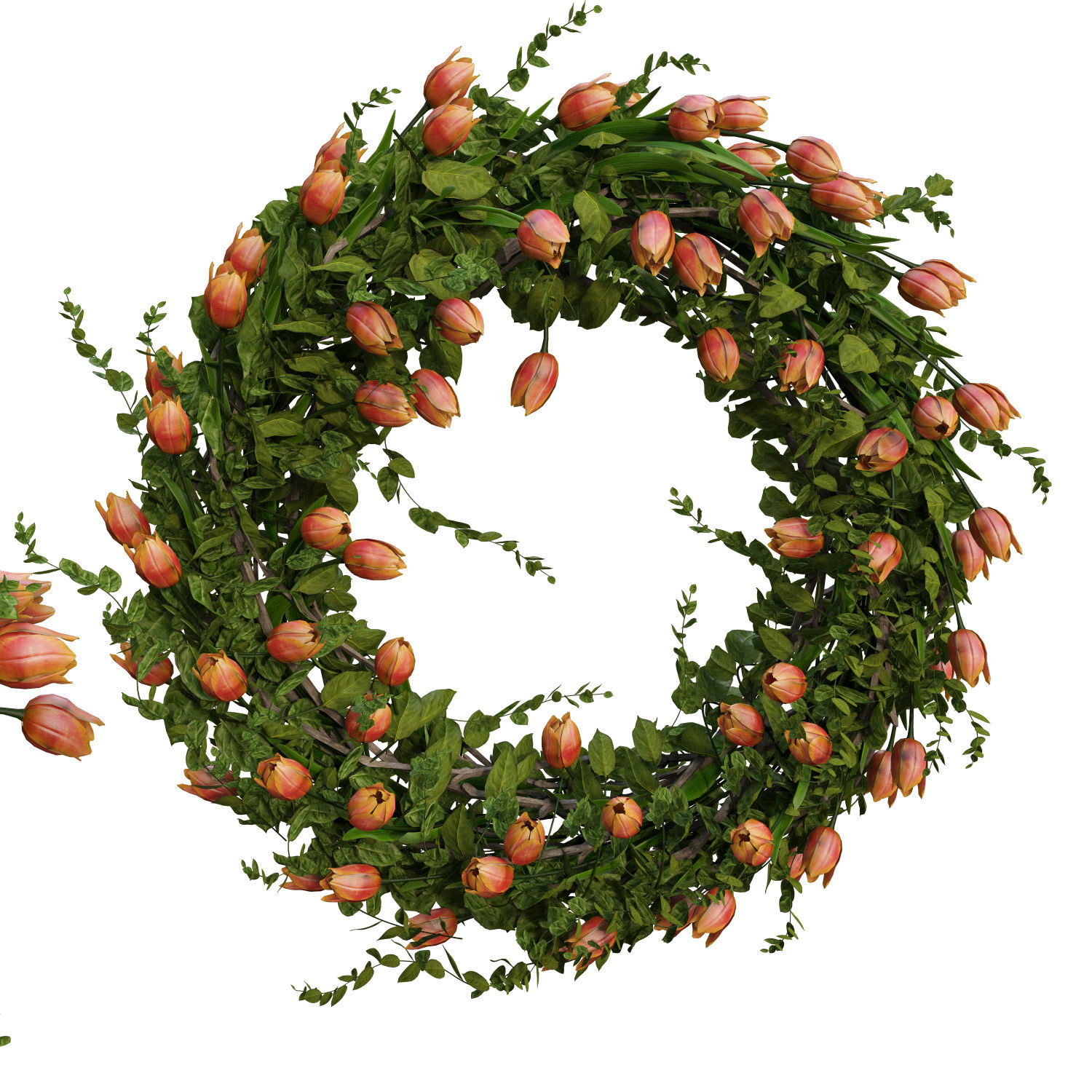 Vase with tulips and a wreath of tulips 05 3D model_2