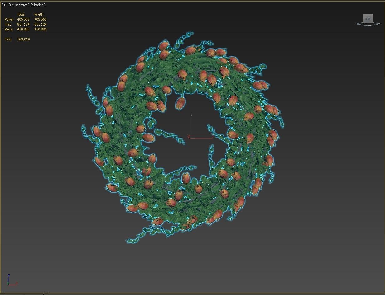 Vase with tulips and a wreath of tulips 05 3D model_16