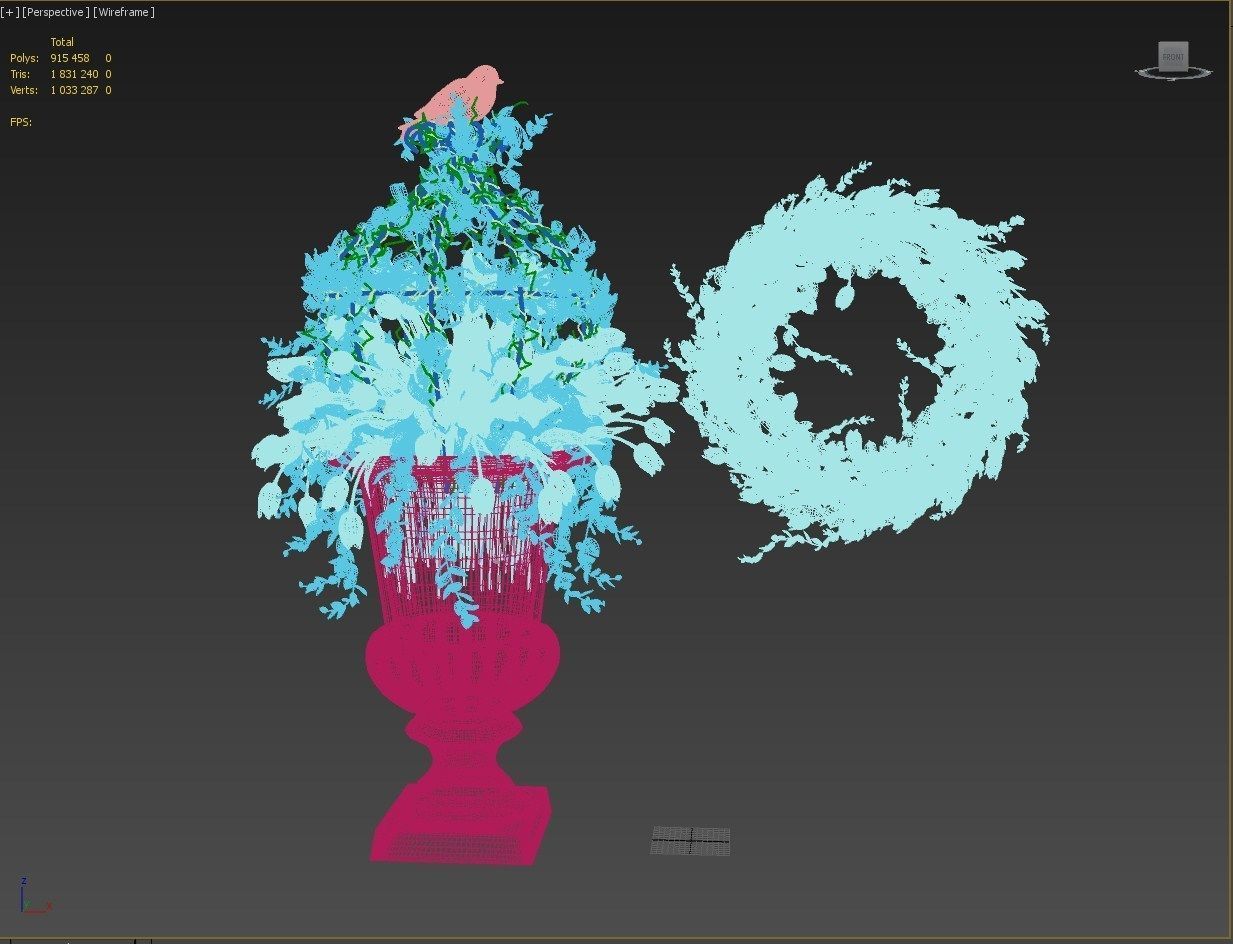 Vase with tulips and a wreath of tulips 05 3D model_15