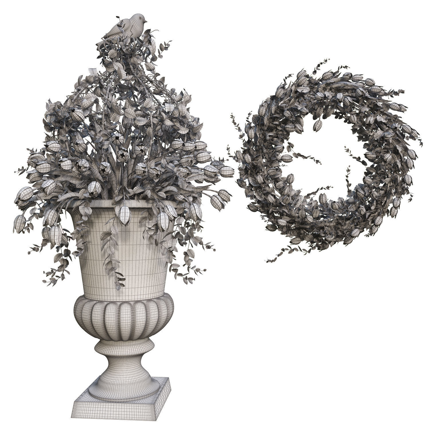 Vase with tulips and a wreath of tulips 05 3D model_13