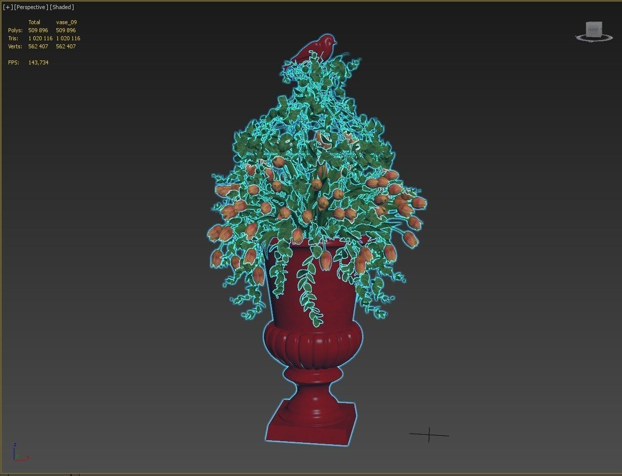 Vase with tulips and a wreath of tulips 05 3D model_17