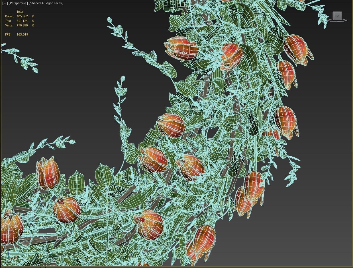 Vase with tulips and a wreath of tulips 05 3D model_18