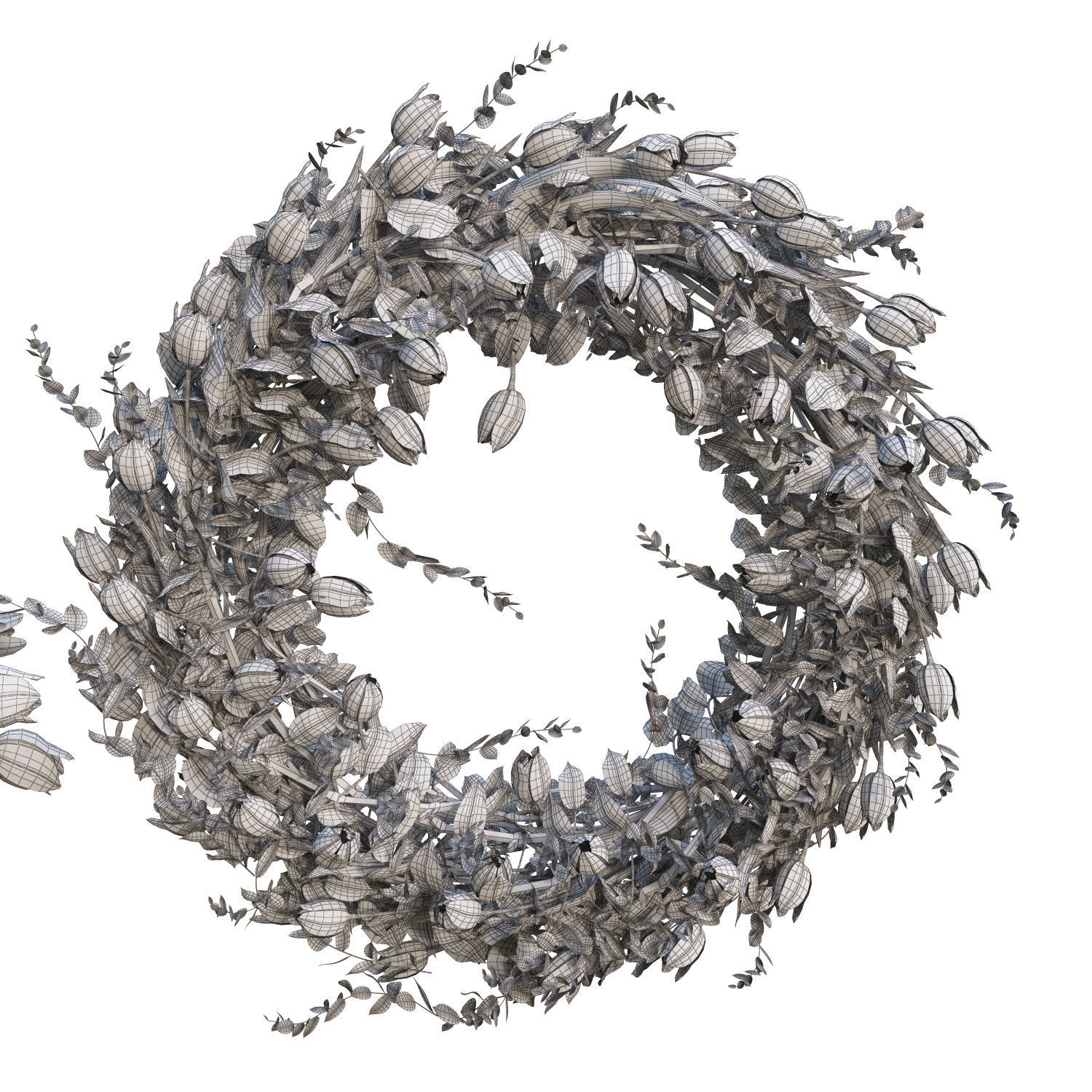 Vase with tulips and a wreath of tulips 05 3D model_10