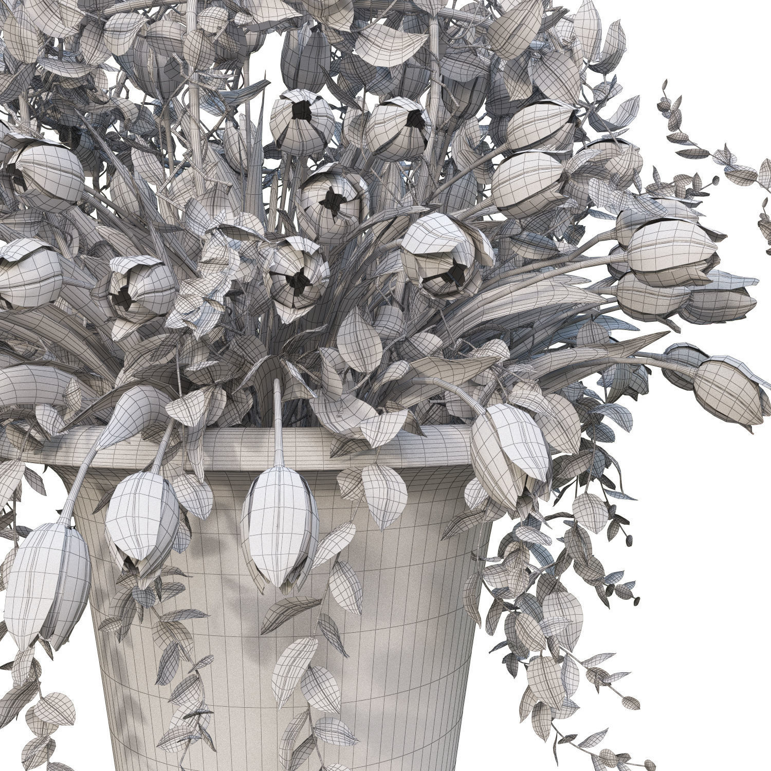 Vase with tulips and a wreath of tulips 05 3D model_11