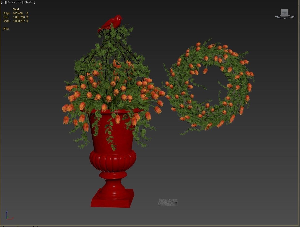 Vase with tulips and a wreath of tulips 05 3D model_14