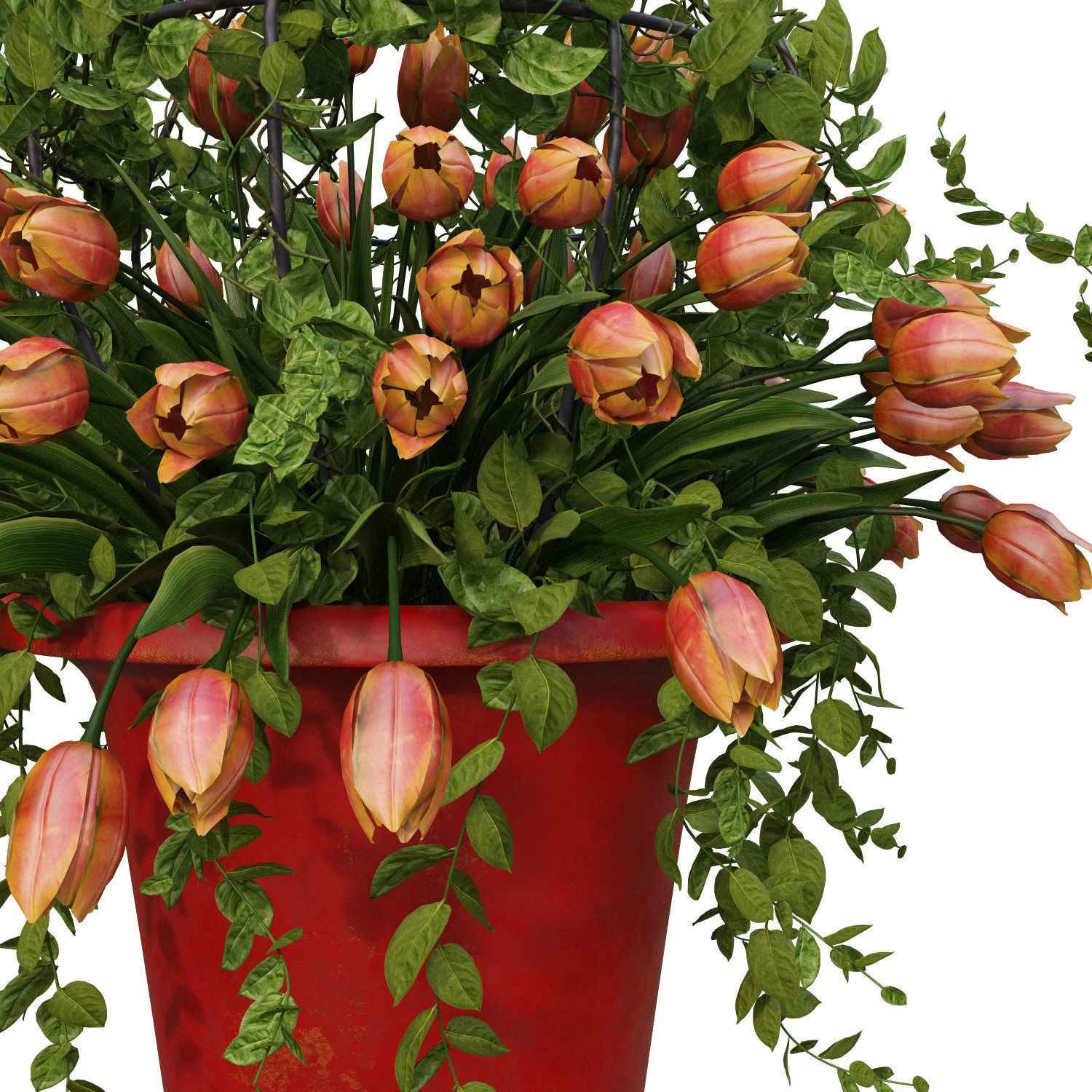 Vase with tulips and a wreath of tulips 05 3D model_5