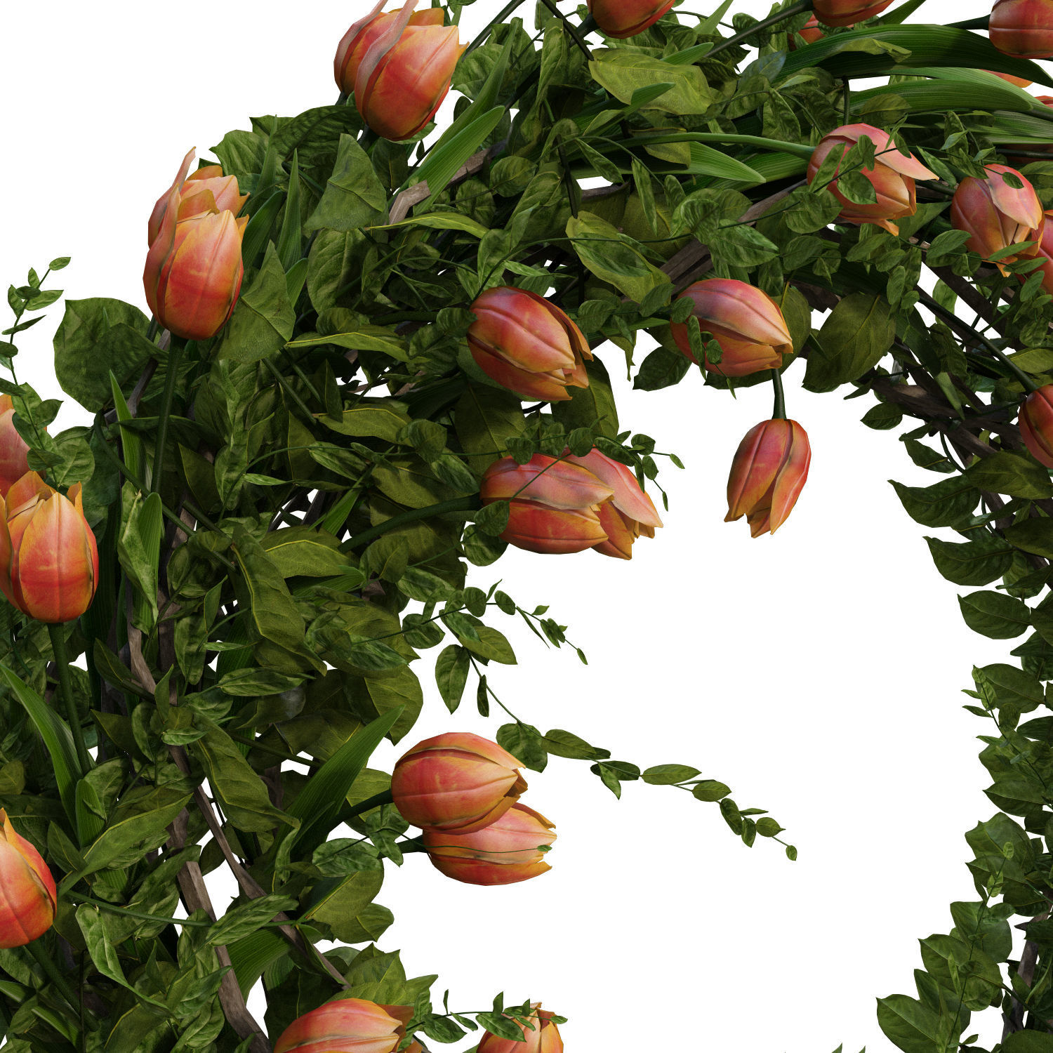 Vase with tulips and a wreath of tulips 05 3D model_6