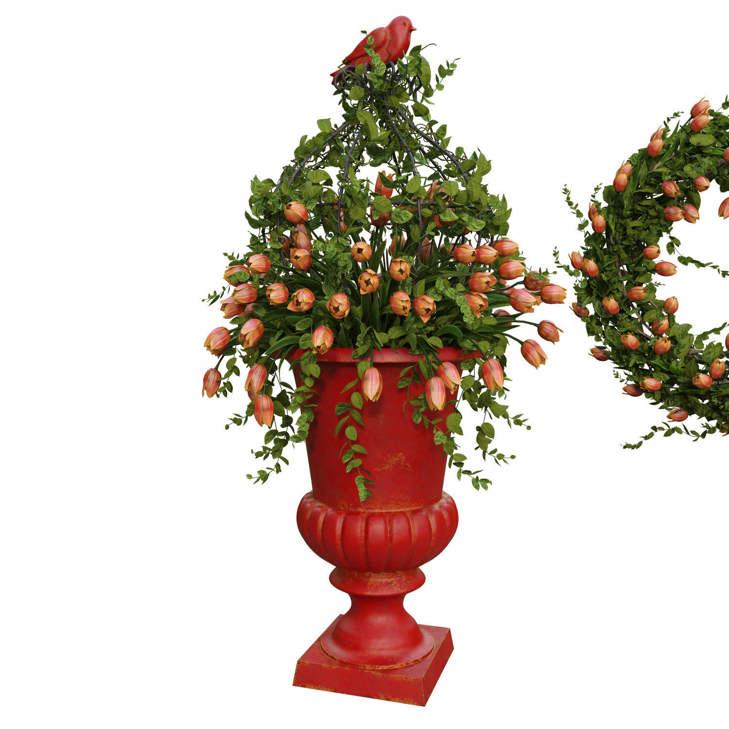 Vase with tulips and a wreath of tulips 05 3D model_1