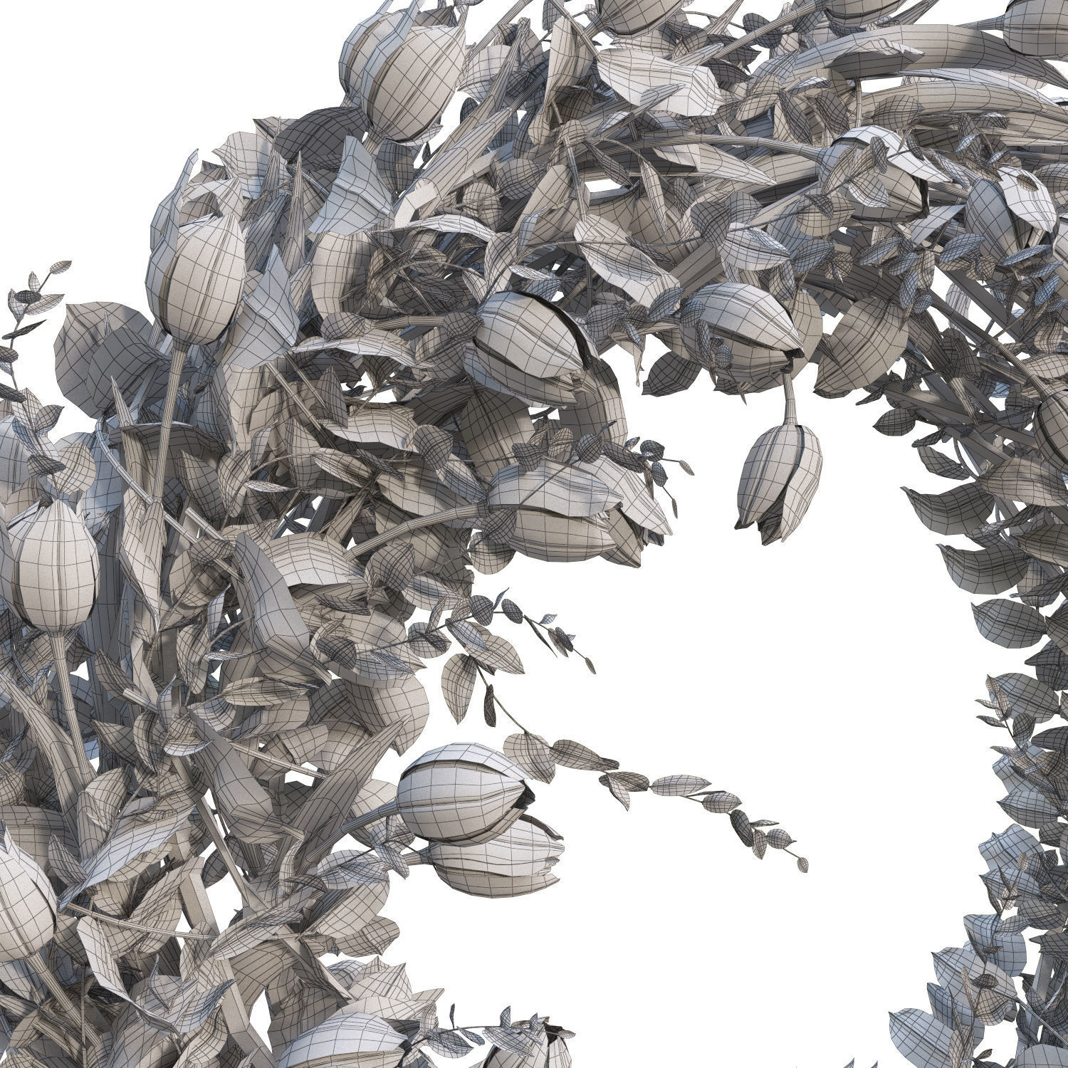 Vase with tulips and a wreath of tulips 05 3D model_12