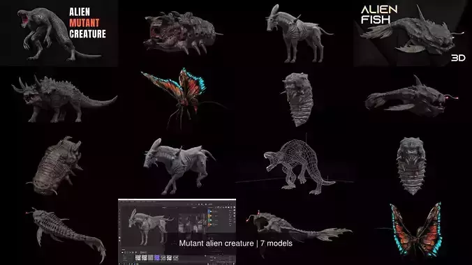 Mutant alien creature 3D Model Collection