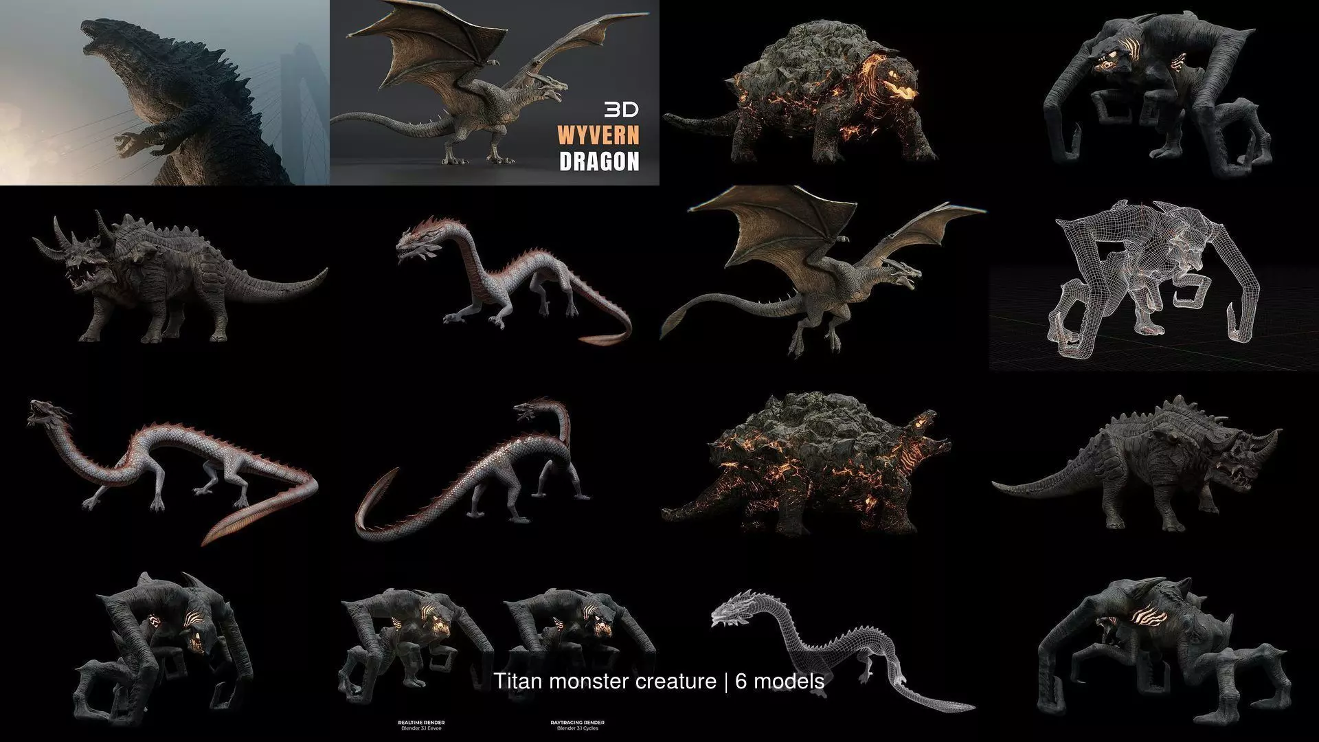 Titan monster creature 3D Model Collection_0