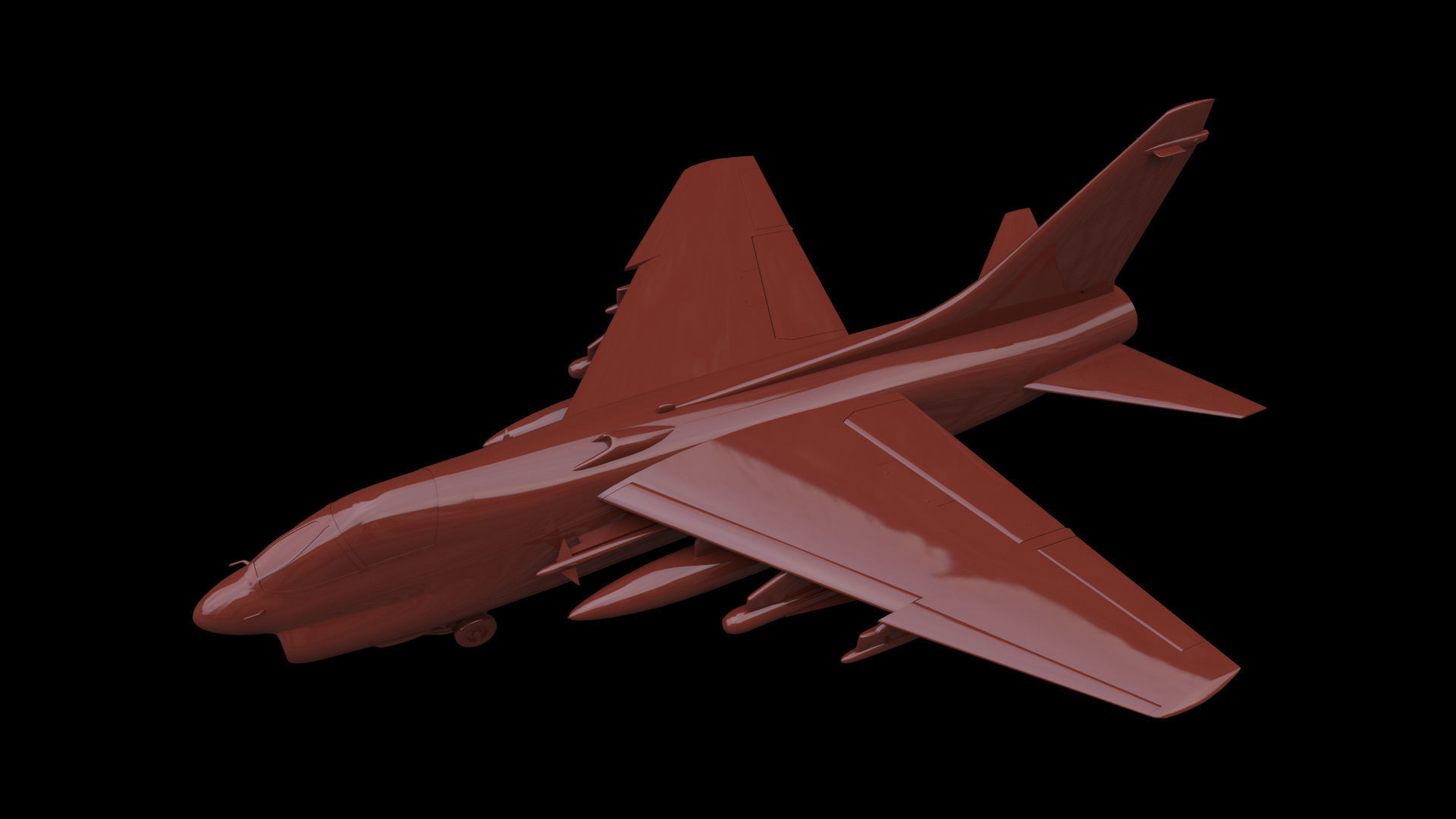LTV A-7D Corsair II Free low-poly 3D model_4