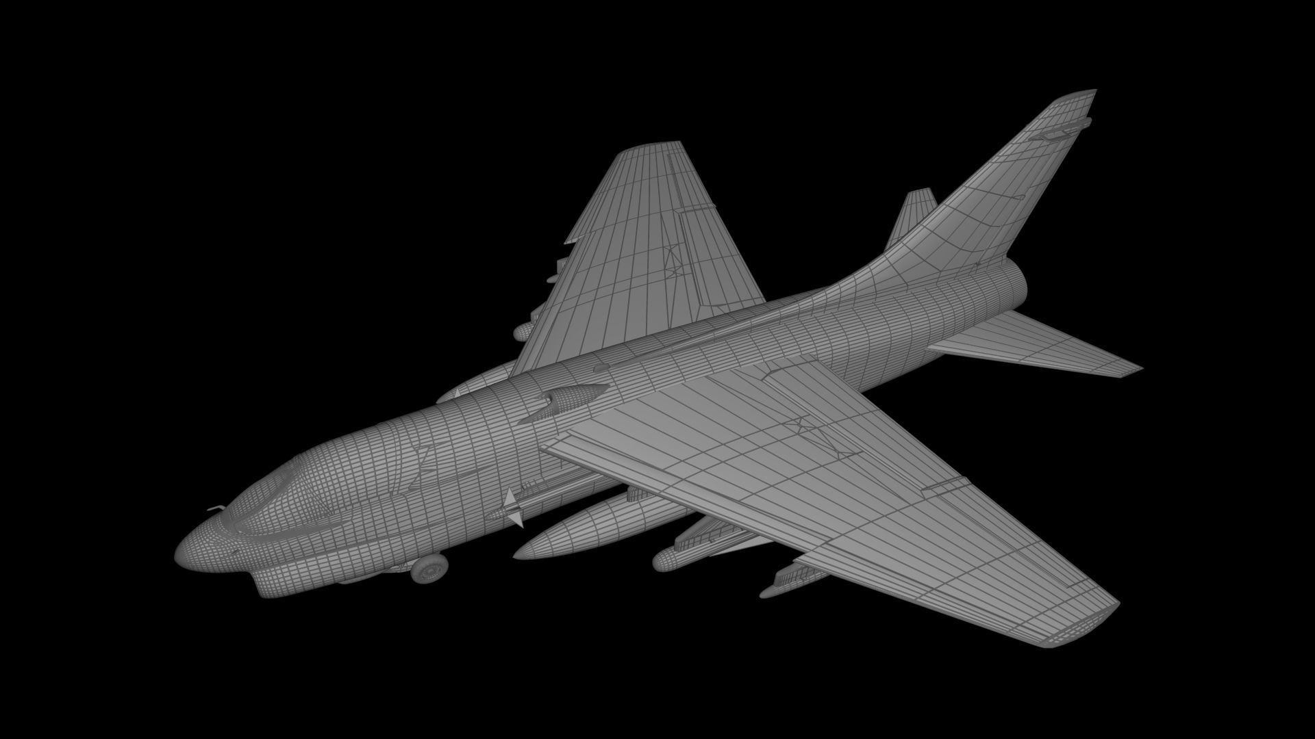 LTV A-7D Corsair II Free low-poly 3D model_5