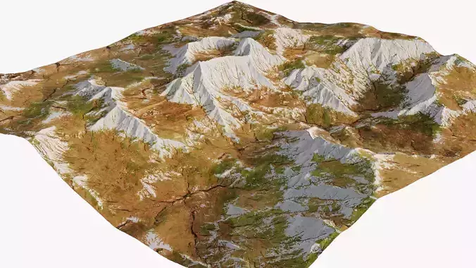 Orange Autumn Mountain Low-poly 3D model