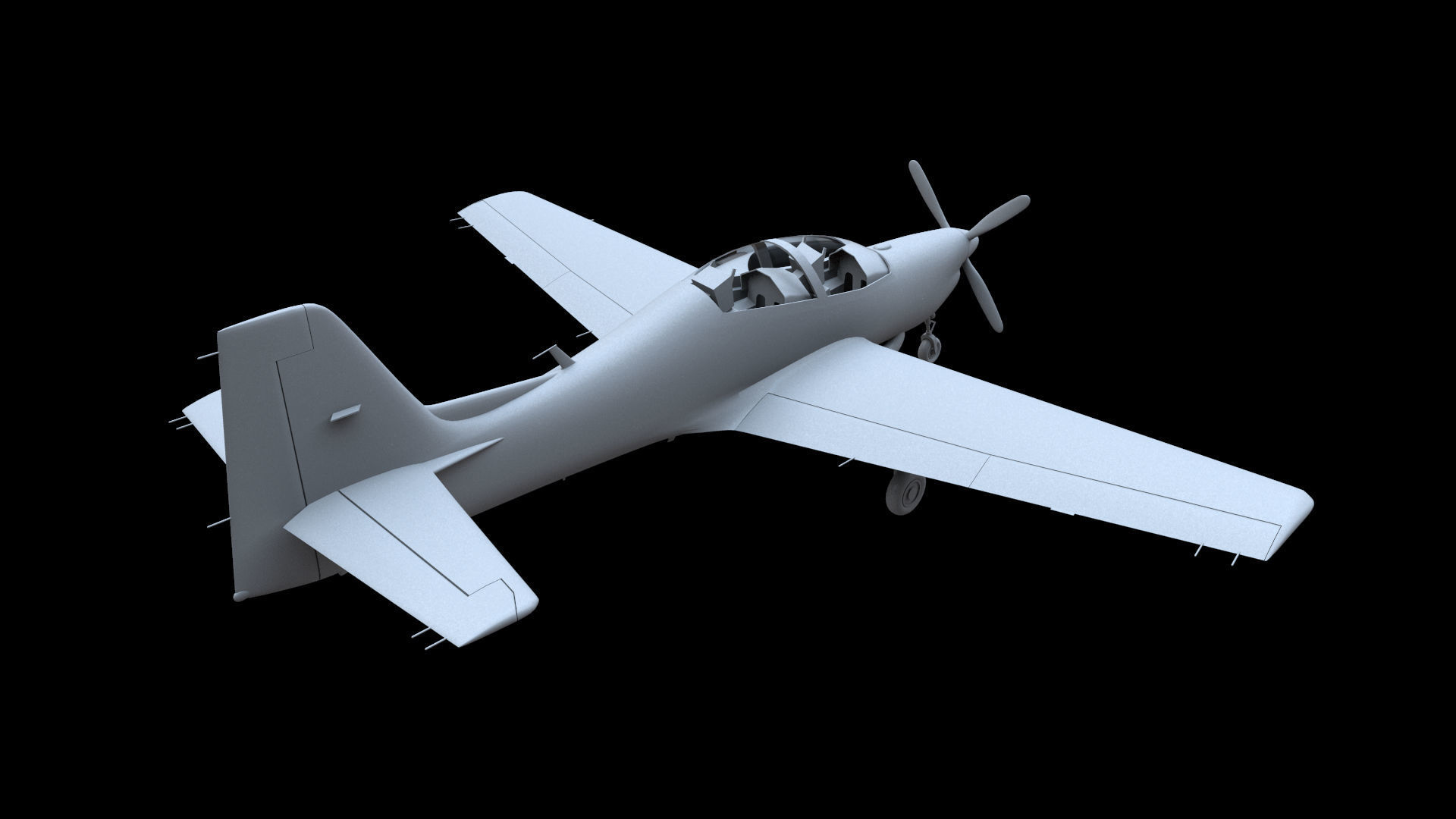 Short Tucano T1 Free low-poly 3D model_2