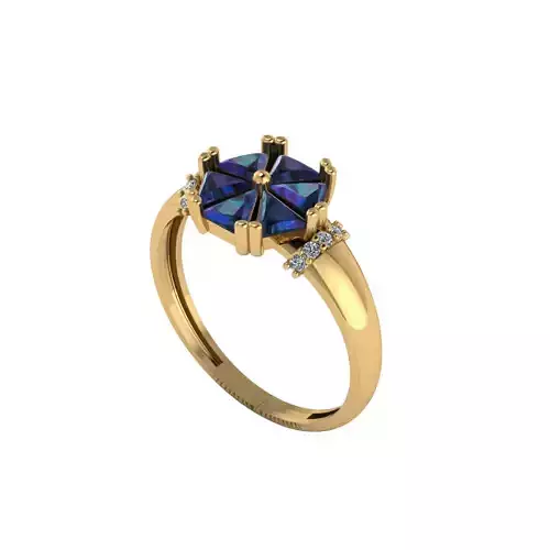 Women ring with stones for 3D printing gold and silver