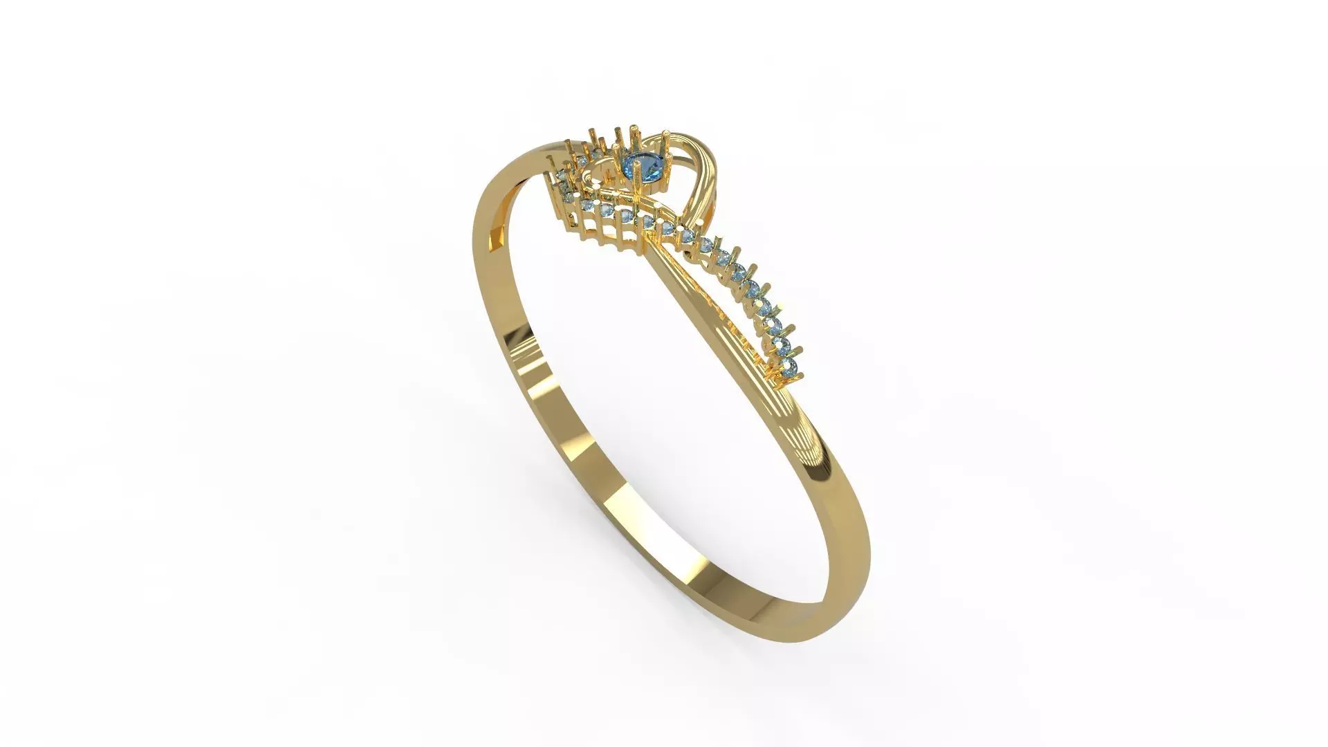 Diamond Stone Heart Bracelet 3D print model