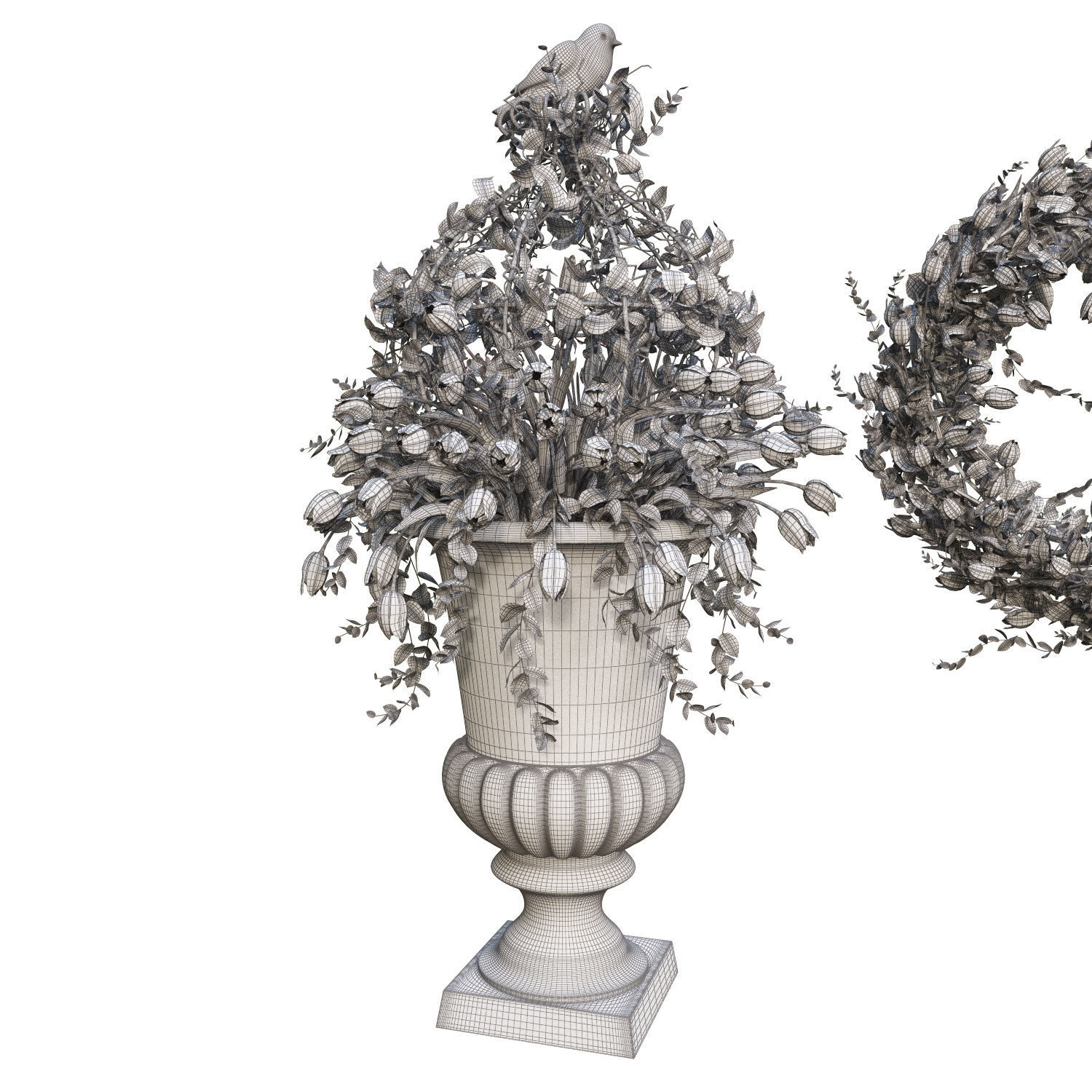 Vase with tulips and a wreath of tulips 07 3D model_10