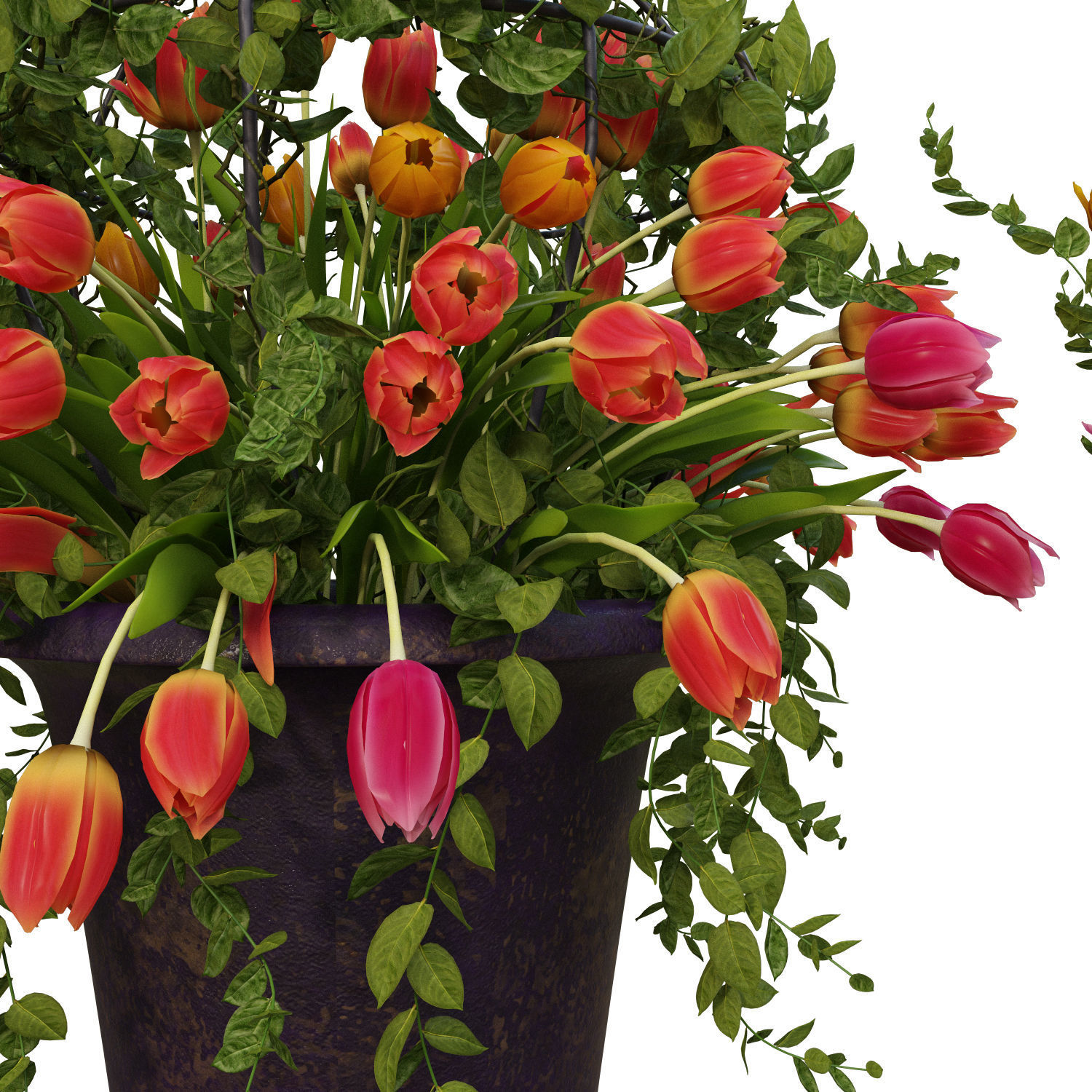 Vase with tulips and a wreath of tulips 07 3D model_5