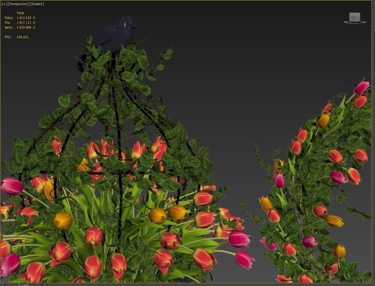 Vase with tulips and a wreath of tulips 07 3D model_15