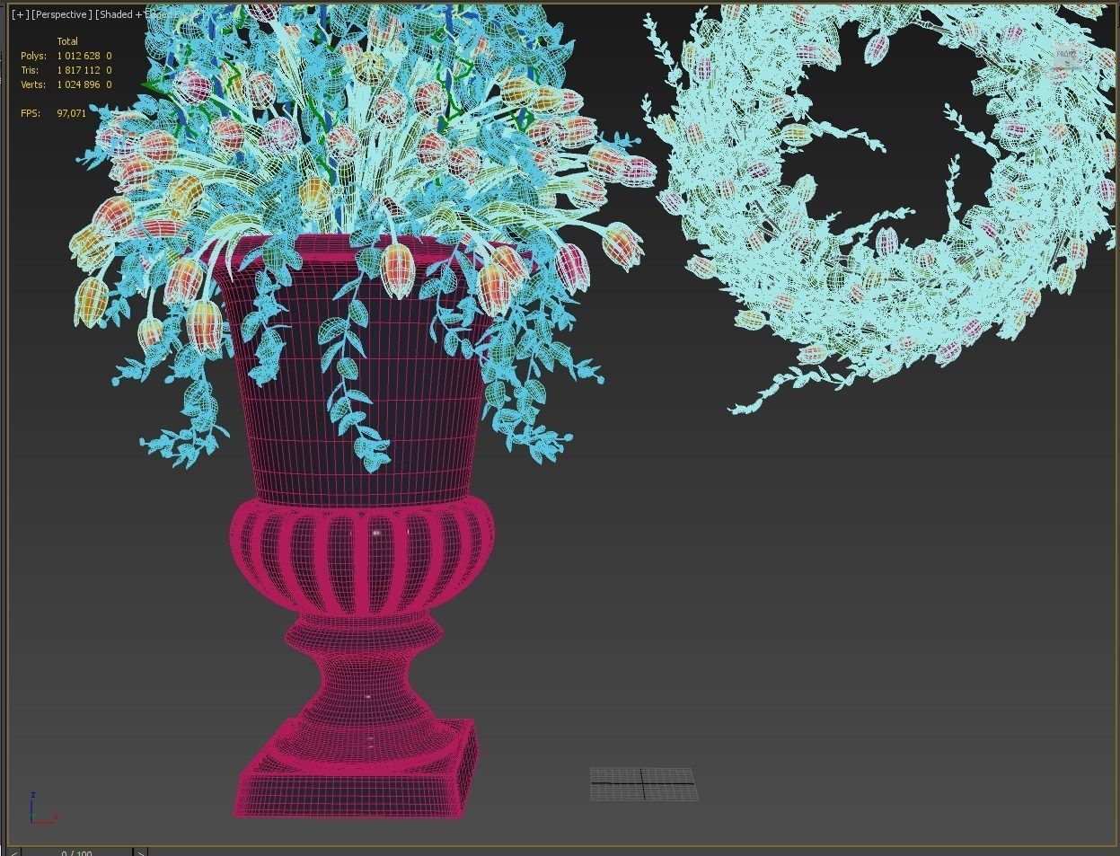 Vase with tulips and a wreath of tulips 07 3D model_17