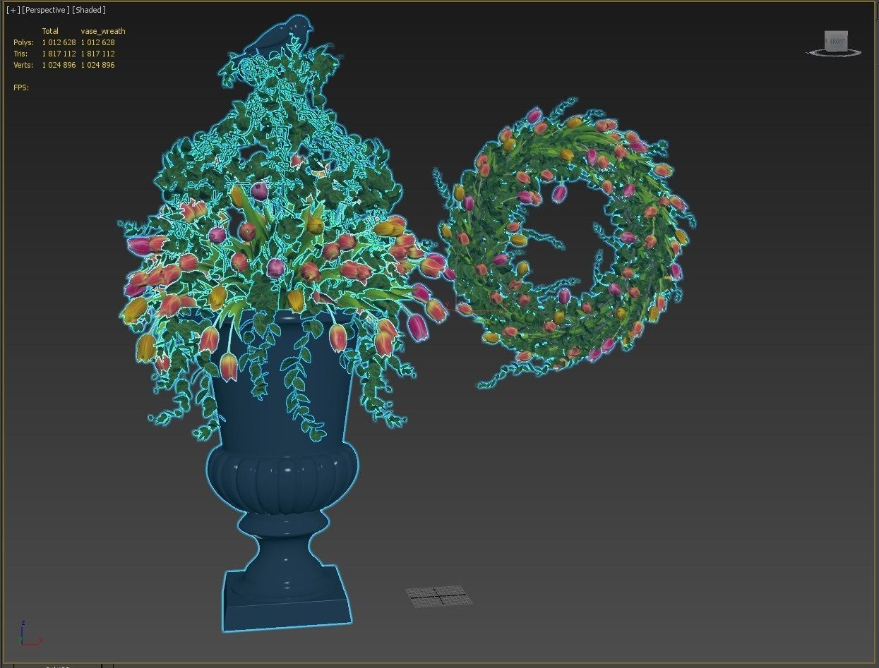Vase with tulips and a wreath of tulips 07 3D model_14