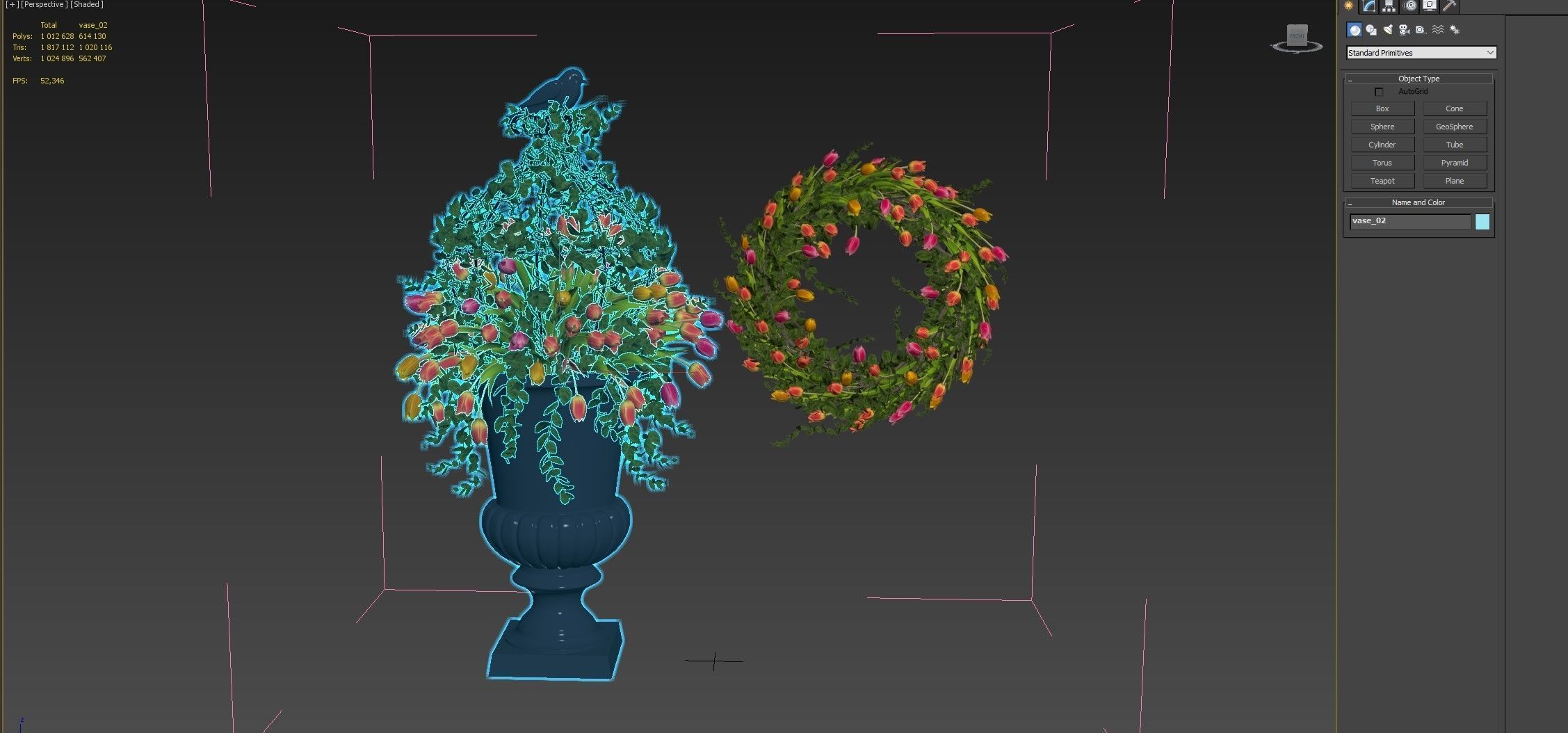 Vase with tulips and a wreath of tulips 07 3D model_20