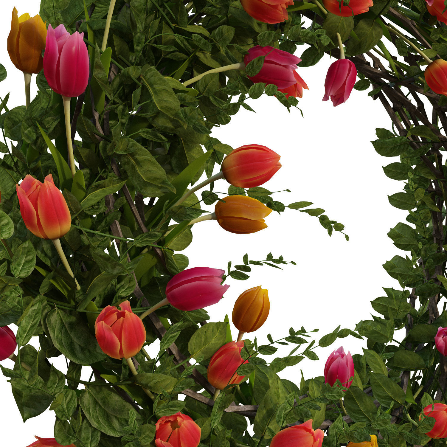 Vase with tulips and a wreath of tulips 07 3D model_6