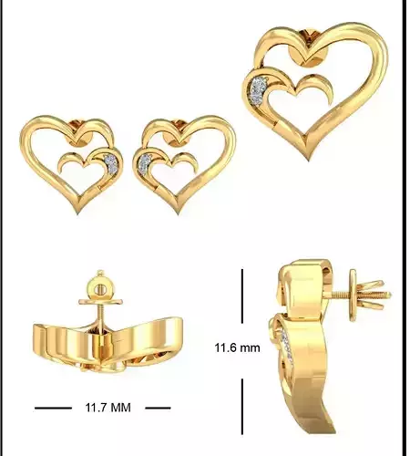 Solitaire Heart Earrings
