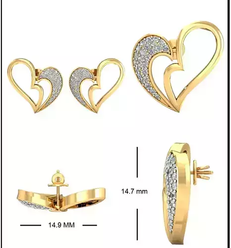 Solitaire Heart Earrings
