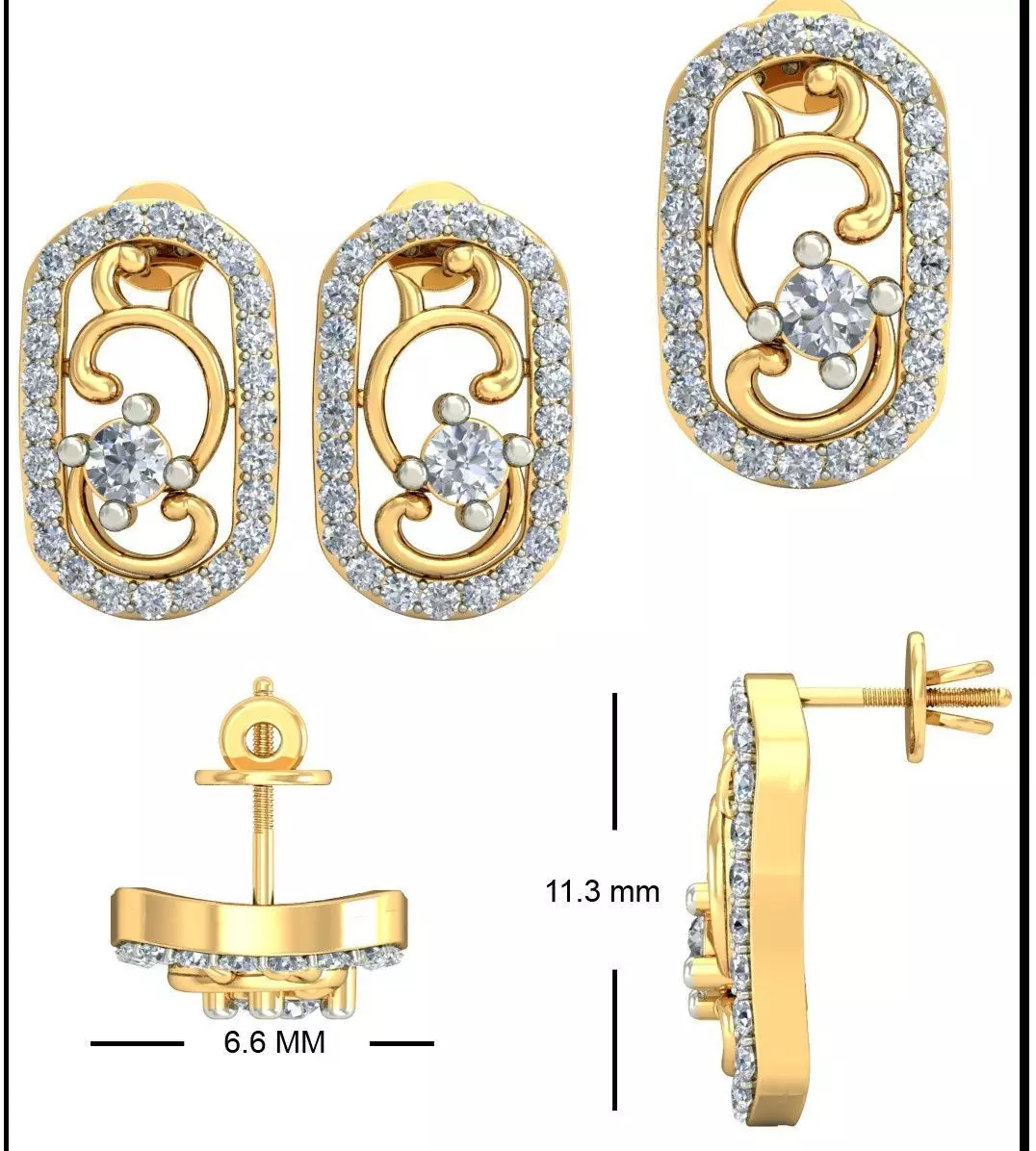 Solitaire Earrings 3D print model