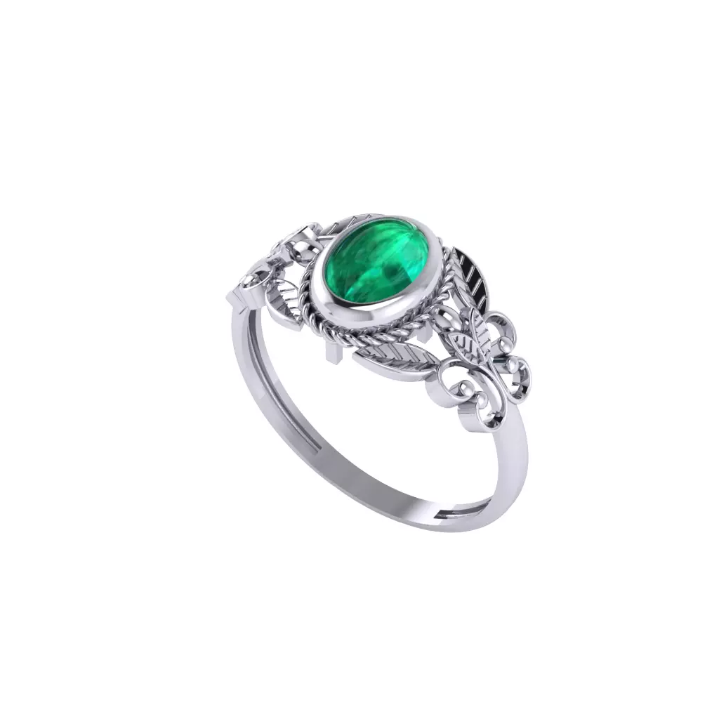 Women ring with stones for 3D printing gold and silver 3D print model_0